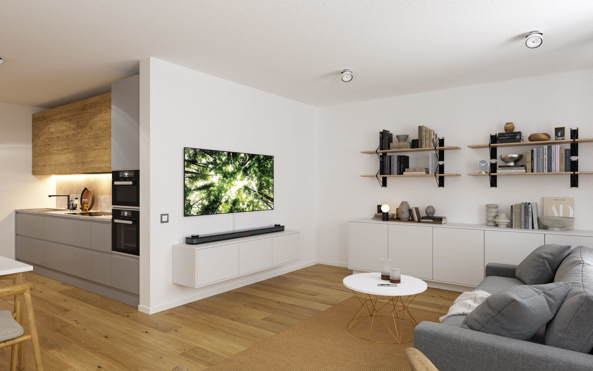 Wohnzimmer 3D Visualisierung Innenraum